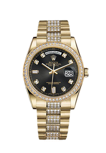 Rolex Day-Date Watch 118348-0014 36 mm Yellow gold Case Black Dial