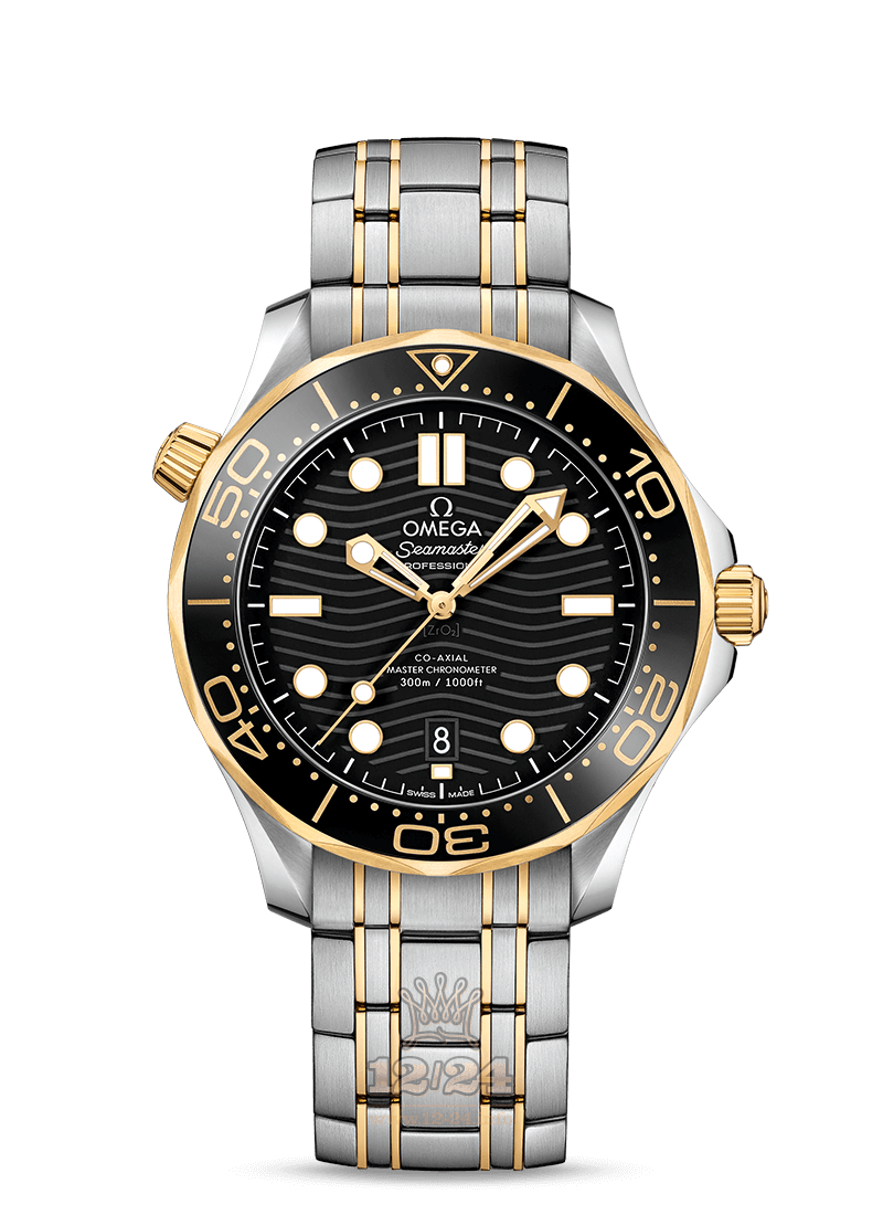 Omega Diver 300 M Watch 210.20.42.20.01.002 42 mm Steel / Yellow gold Case Black Dial