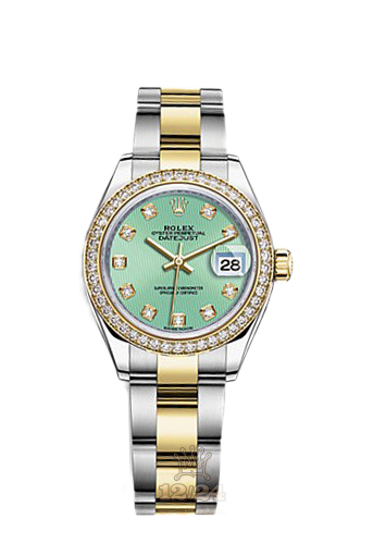 Rolex Datejust Watch 279383rbr-0014 28 mm Steel / Yellow gold Case White Green Dial