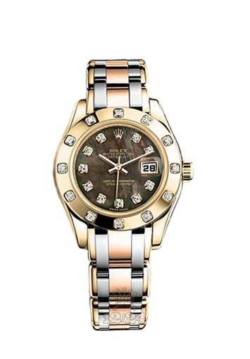 Rolex Pearlmaster Watch 80318-0074 29 mm Yellow gold Case Black Dial