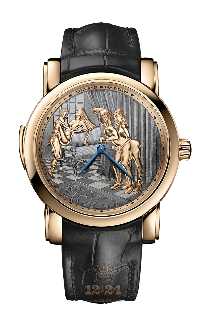 Ulysse Nardin Classic Watch 736-61/VOYEUR 42 mm Pink gold Case Painted Dial