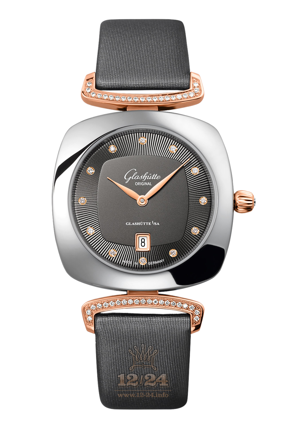 Glashutte Ladies Watch 1-03-01-25-06-02 31 mm Steel / Pink gold Case Black Dial