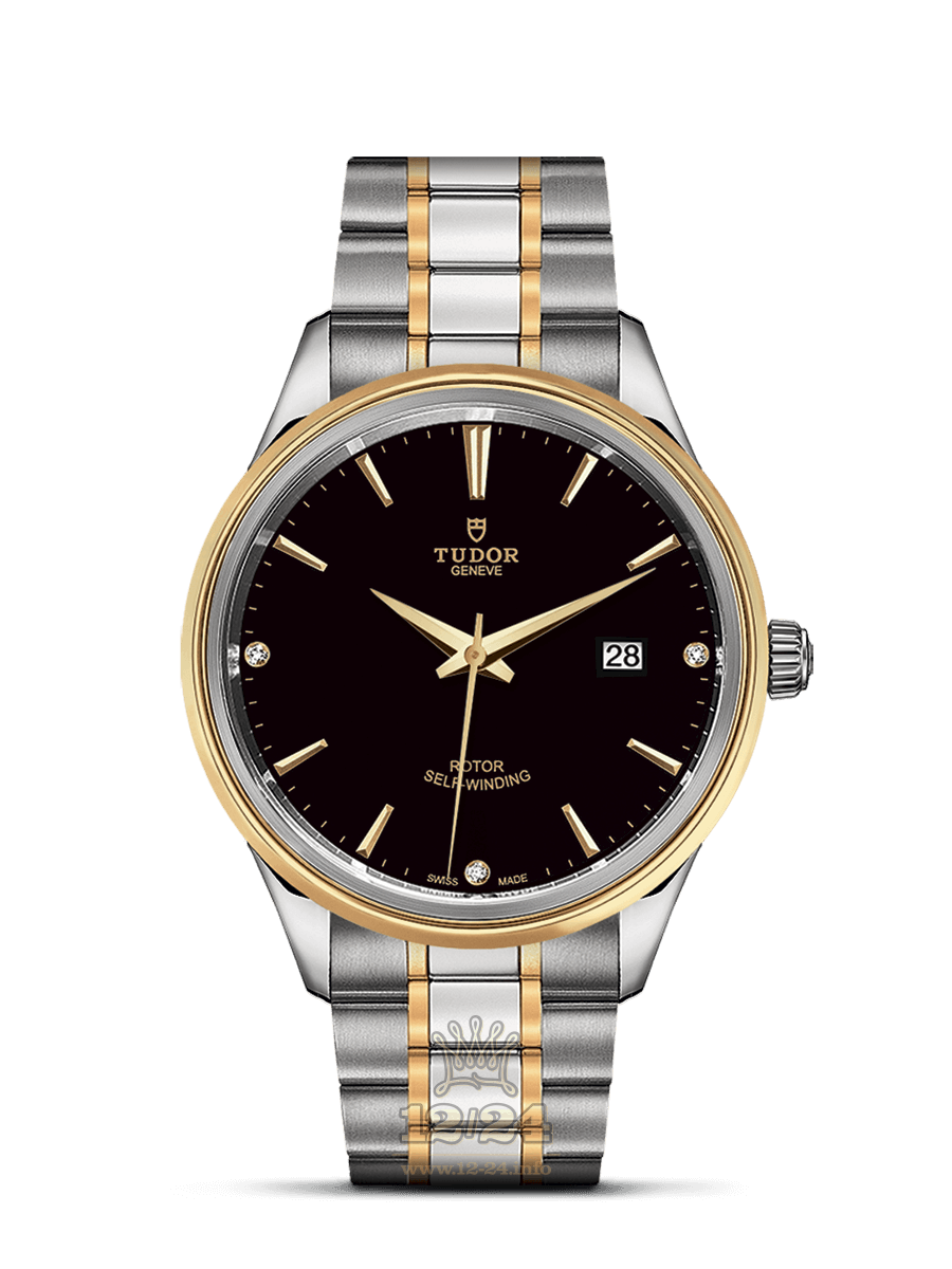Tudor Style Watch M12703-0006 41 mm Stainless steel Yellow gold Case Black Dial