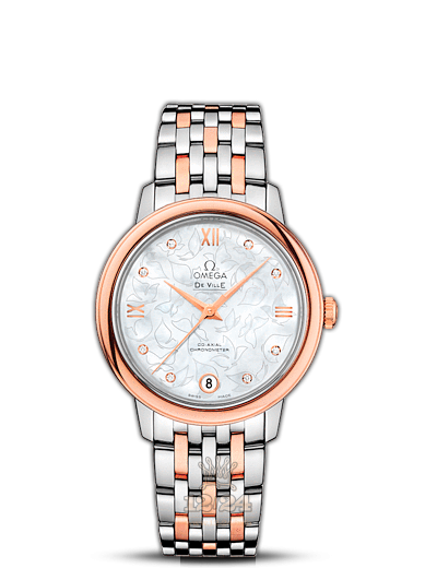 Omega Prestige Watch 424.20.33.20.55.001 33 mm Steel / Pink gold Case White Dial