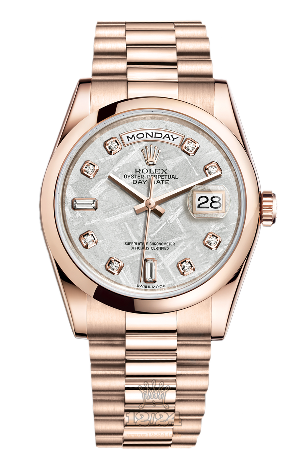 Rolex Day-Date Watch 118205f-0020 36 mm Pink gold Case Gray Dial