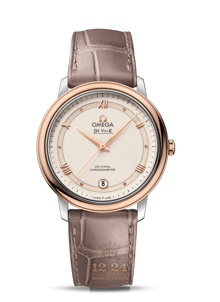 Omega Prestige Watch 424.23.37.20.09.001 37 mm Steel / Pink gold Case White Dial