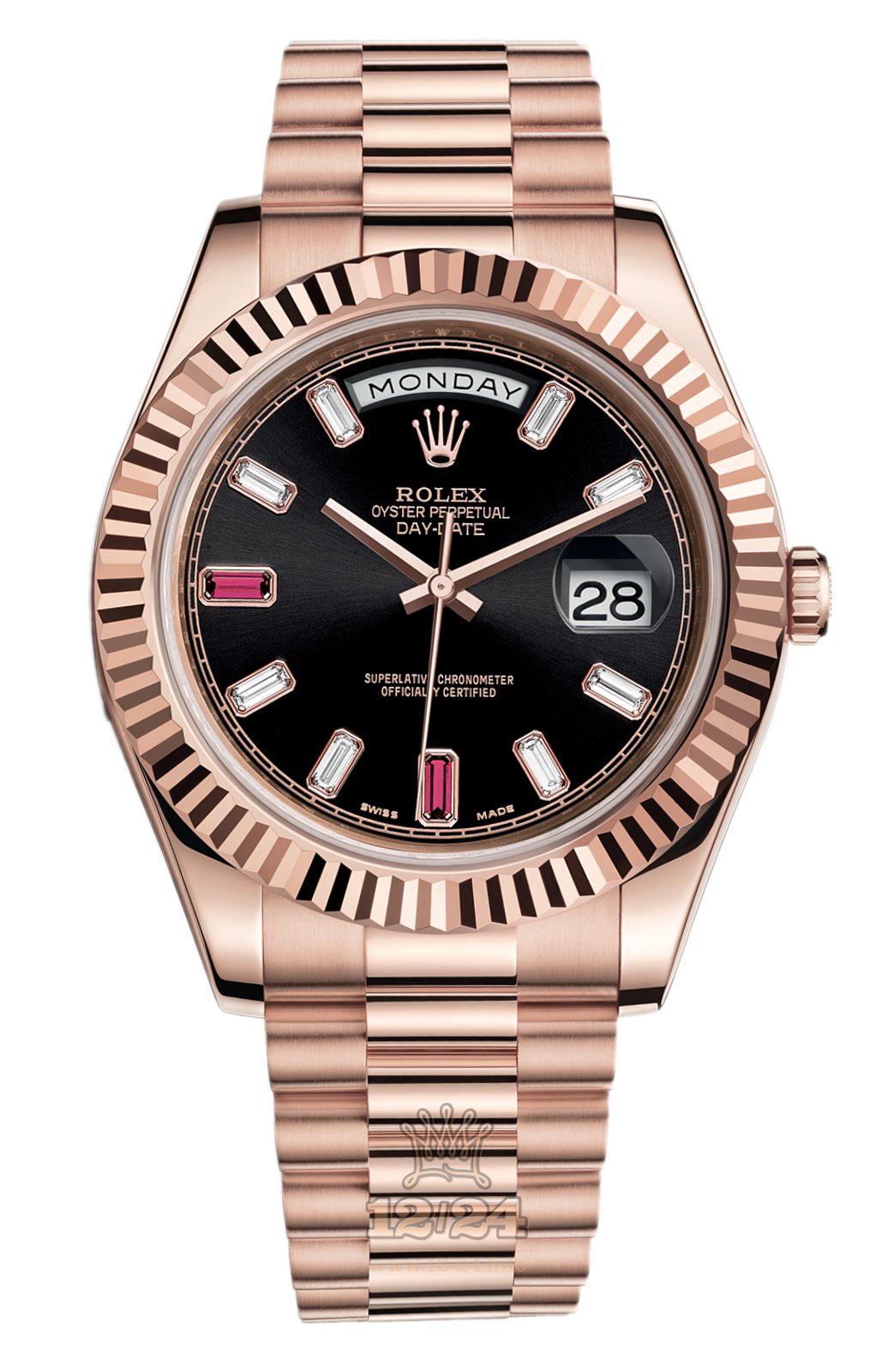 Rolex Day-Date II Watch 218235-0052 41 mm Pink gold Case Black Dial