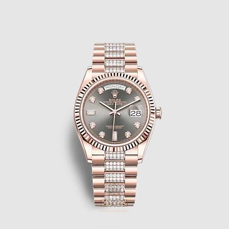 Rolex Day-Date Watch 128235-0051 36 mm Pink gold Case Gray Dial