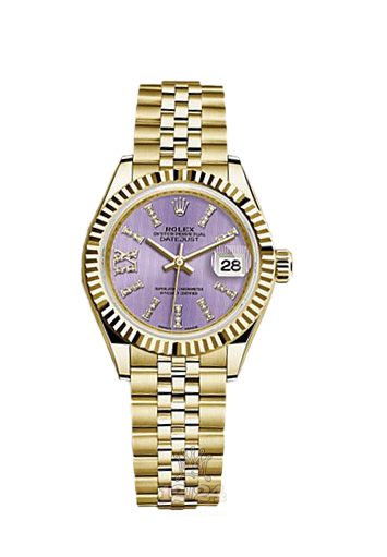 Rolex Datejust Watch 279178-0012 28 mm Yellow gold Case Purple Dial