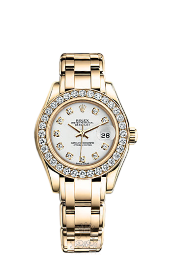 Rolex Pearlmaster Watch 80298-0073 29 mm Yellow gold Case White Dial