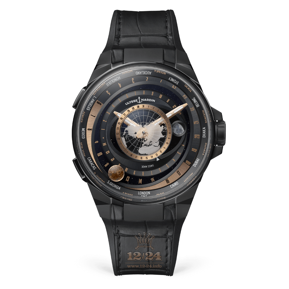 Ulysse Nardin Executive Watch 1063-400-2A/1A 45 mm DLC coating Carbon Ceramics Case Black Dial