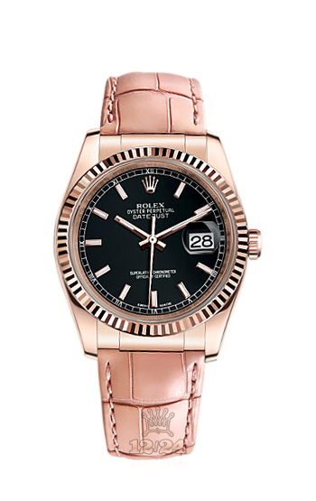 Rolex Datejust Watch 116135-0066 36 mm Pink gold Case Black Dial