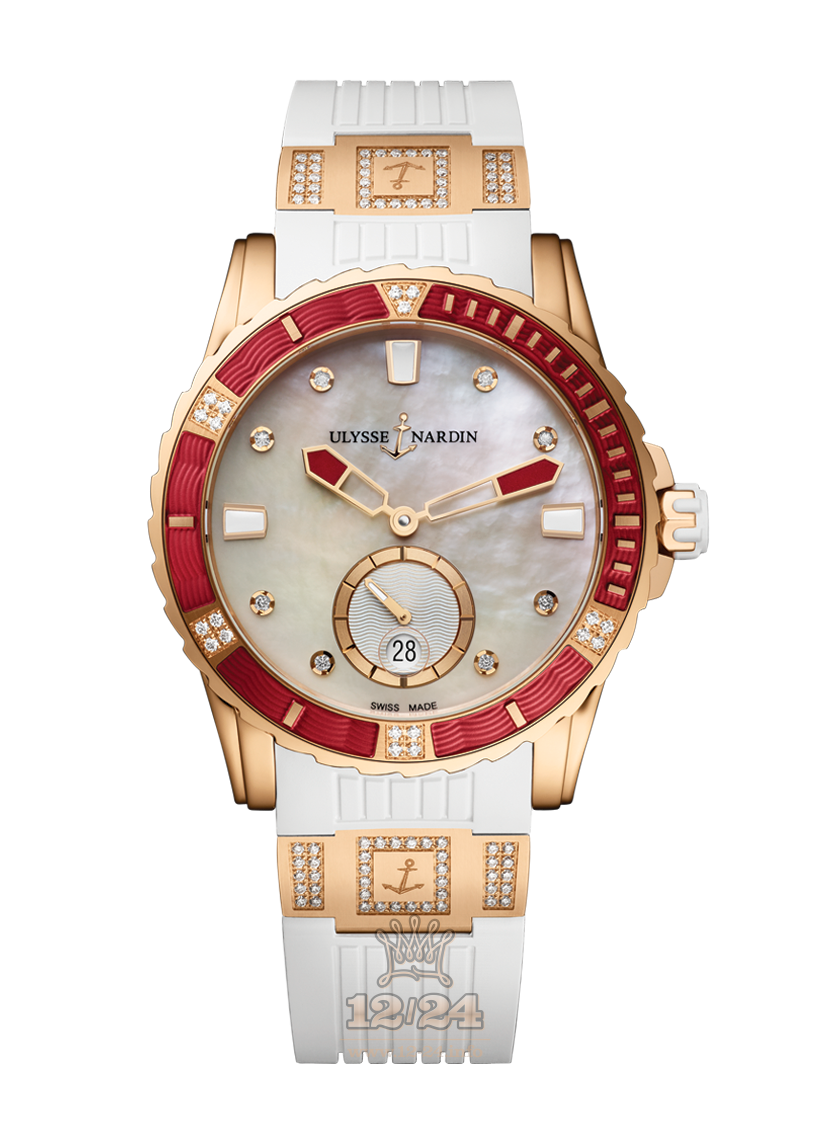 Ulysse Nardin Diver Watch 3202-190-3C/10.16 40 mm Pink gold Case White Dial