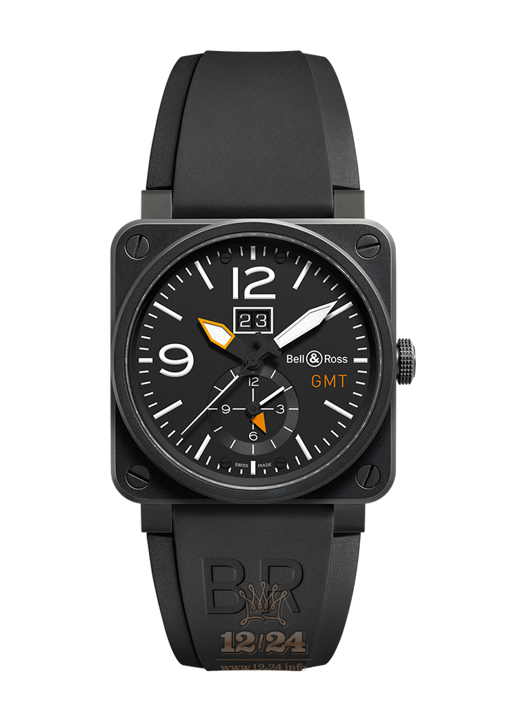 Bell & Ross Instruments Watch BR0351-GMT-CA 42 mm Stainless steel PVD coating Case Black Dial