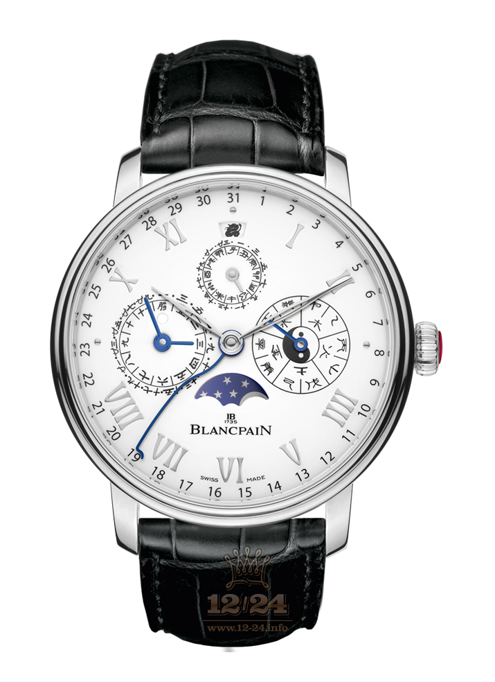 Blancpain Villeret Watch 00888-3431-55B 45 mm Platinum Case White Dial