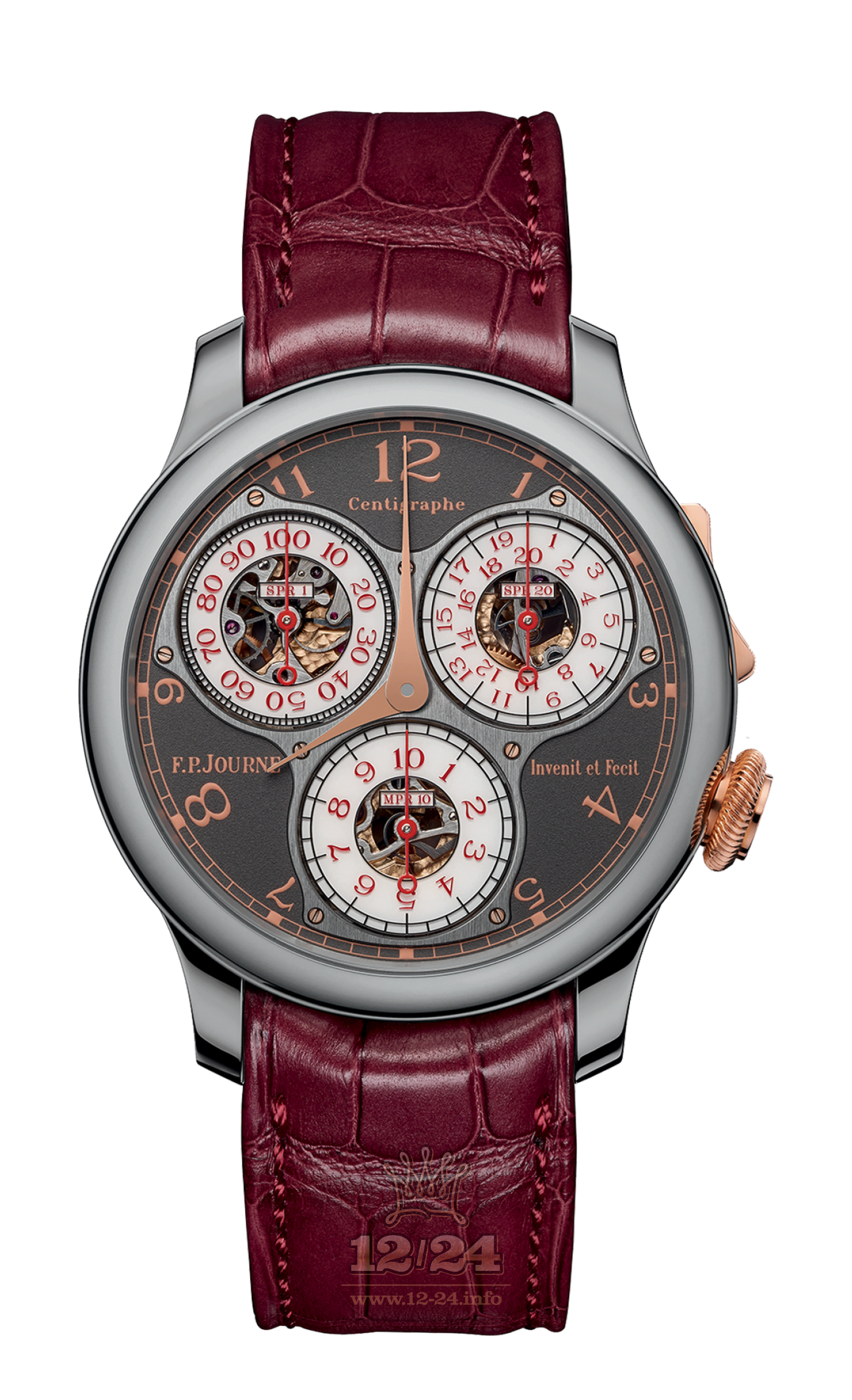 F.P.Journe Limited Series Watch FPJ-Co-LimitedSeries-AnniversaryCentigraphe-CuirTt 40 mm Pink gold Titanium Case White Gray Dial