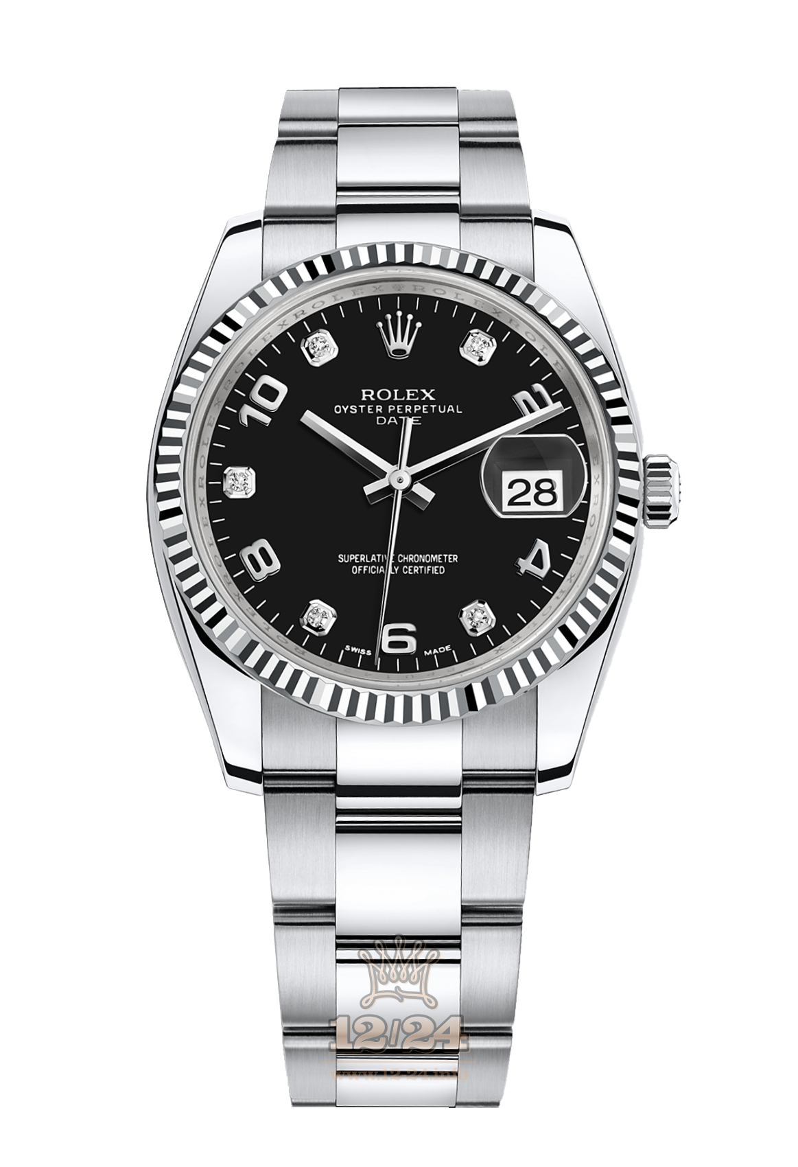 Rolex Datejust Watch 115234-0011 34 mm Steel / White gold Case Black Dial