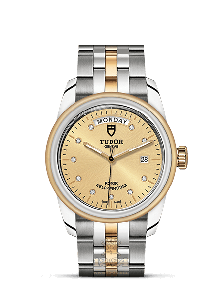 Tudor Glamour Watch M56003-0006 39 mm Steel / Yellow gold Case Golden Dial
