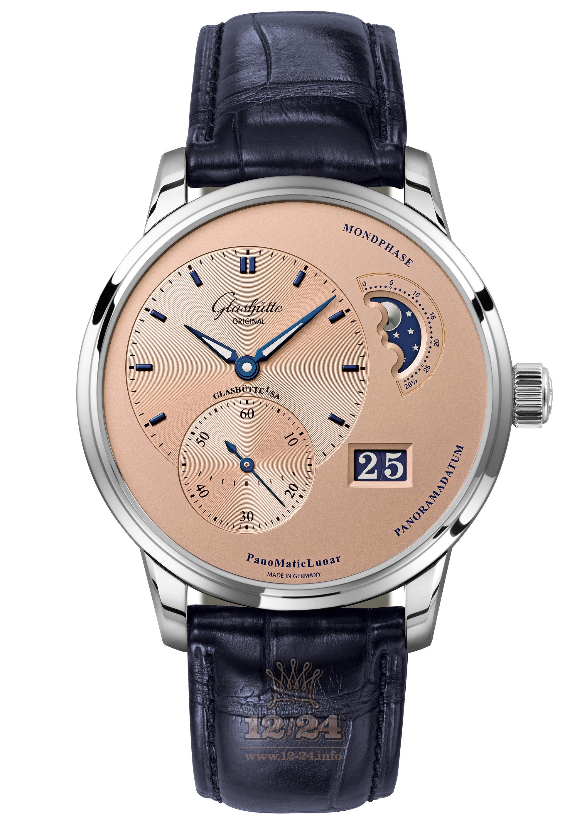 Glashutte Pano Watch 1-90-02-12-32-01 40 mm Stainless steel Case Pink Dial