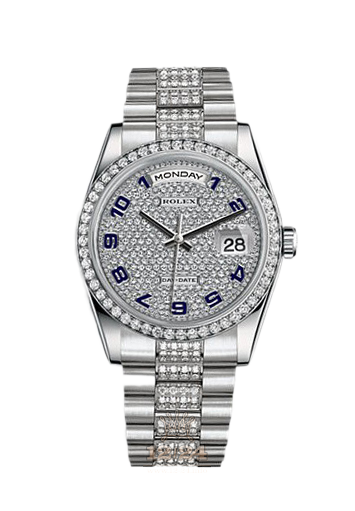Rolex Day-Date Watch 118346-0059 36 mm Platinum Case Silver Dial