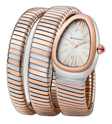 Bvlgari Serpenti Watch 102236 SP35C6SPG.2T 35 mm Steel / Pink gold Case White Dial
