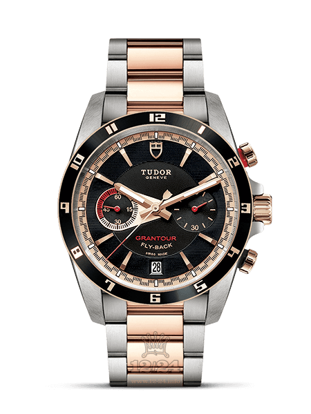 Tudor Grantour Watch M20551N-0001 42 mm Steel / Pink gold Case Black Dial