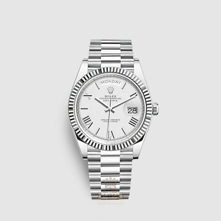 Rolex Day-Date Watch 228236-0010 40 mm Platinum Case White Dial