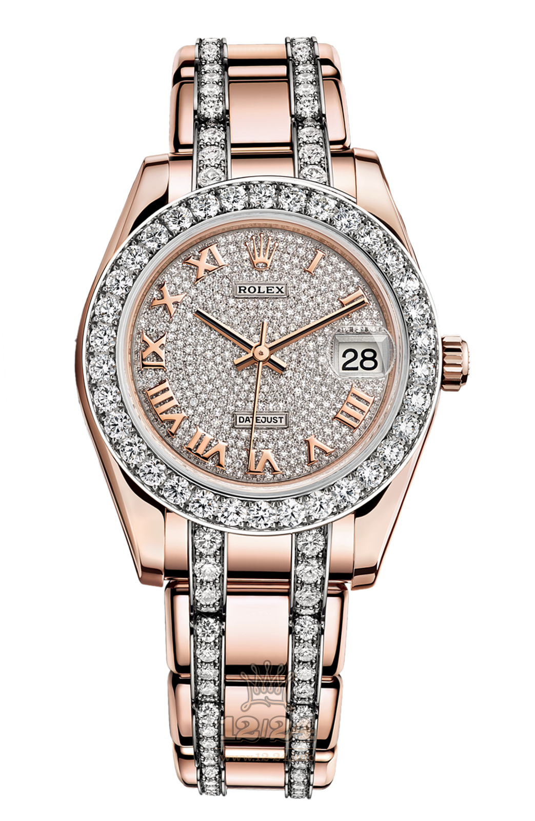 Rolex Datejust Watch 81285-0013 34 mm Pink gold Case Golden Dial