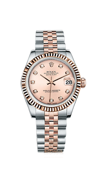 Rolex Lady-Datejust Watch 178271-0034 31 mm Steel / Pink gold Case Pink Dial