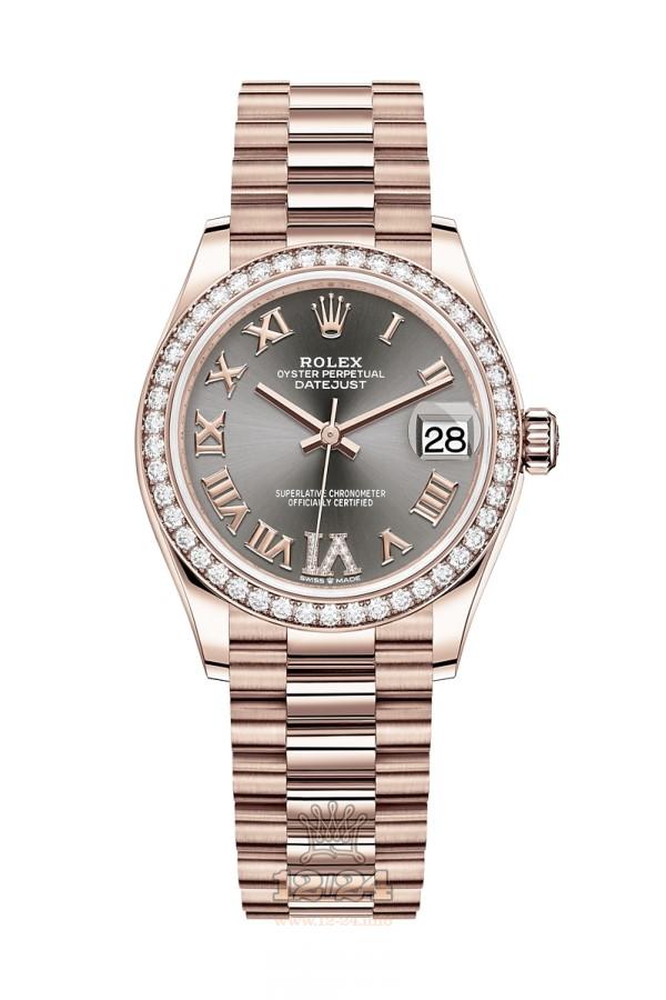 Rolex Datejust Watch 278285rbr-0027 31 mm Pink gold Case Gray Silver Dial