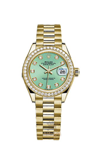 Rolex Datejust Watch 279138rbr-0025 28 mm Yellow gold Case Green Dial