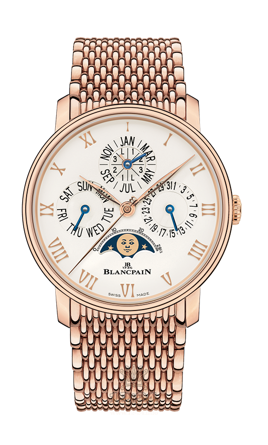 Blancpain Villeret Watch 6656-3642-MMB 40 mm Pink gold Case White Dial