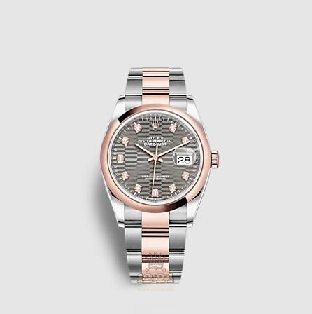 Rolex Datejust Watch 126201-0042 36 mm Stainless steel Pink gold Case Gray Dial