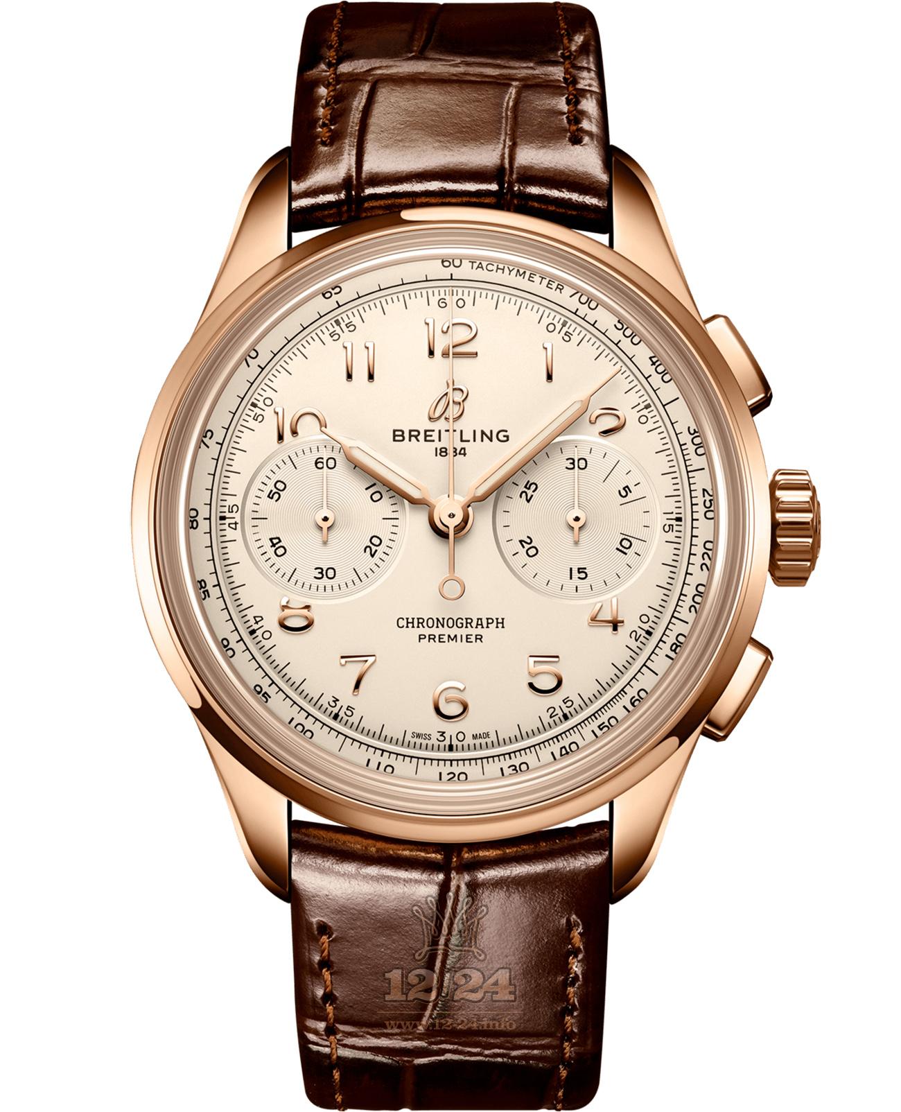 Breitling Premier Watch RB0930371G1P1 40 mm Red gold Case Gray Dial