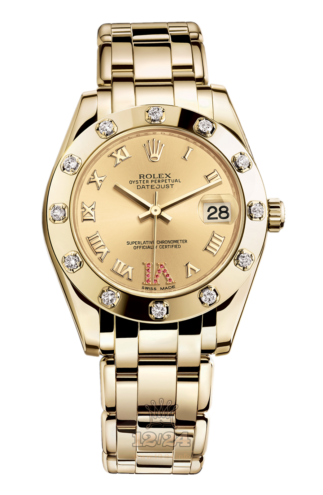 Rolex Datejust Watch 81318-0040 34 mm Yellow gold Case Golden Dial
