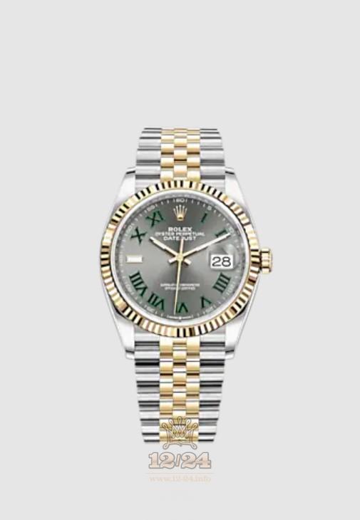 Rolex Datejust Watch 126233-0035 36 mm Stainless steel Yellow gold Case Gray Dial