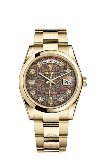 Rolex Day-Date Watch 118208-0139 36 mm Yellow gold Case Black Dial