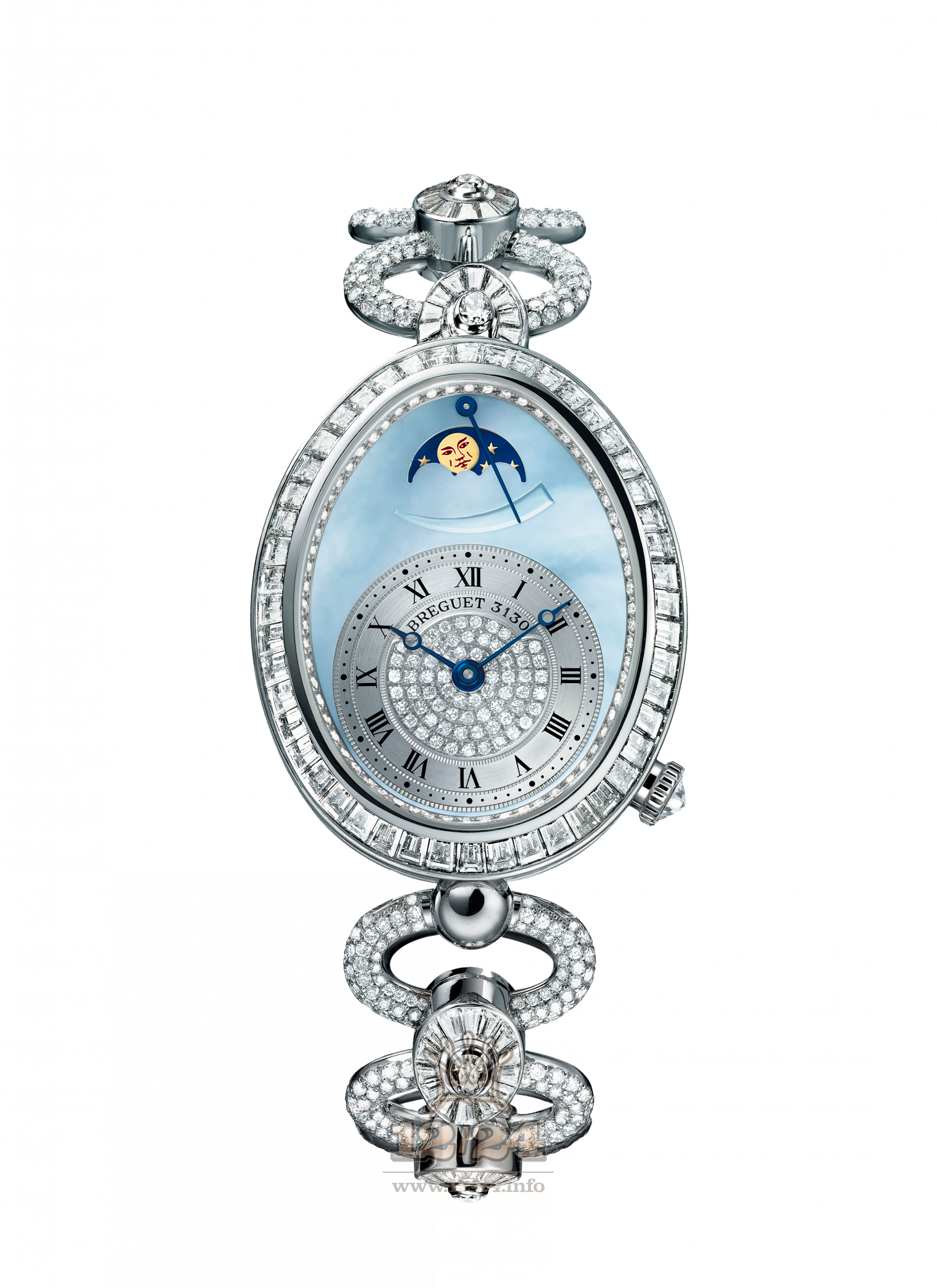 Breguet Reine de Naples Watch 8909BB/VD/J29/DDDD 38 mm White gold Case Silver Blue Dial