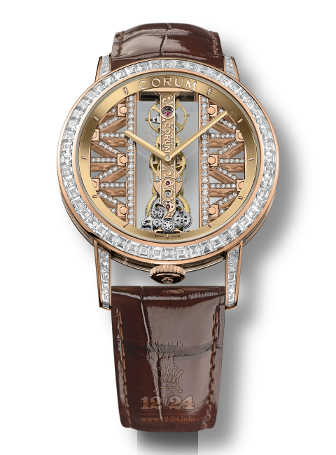 Corum Golden Bridge Watch B113/03252 43 mm Pink gold Case Golden Dial