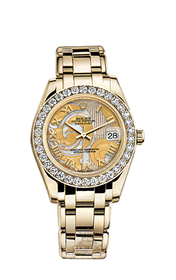 Rolex Pearlmaster Watch 81298-0021 34 mm Yellow gold Case White Golden Dial