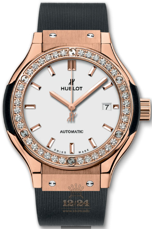 Hublot Classic Fusion Watch 582.OX.2610.RX.1204 33 mm Pink gold Case White Dial
