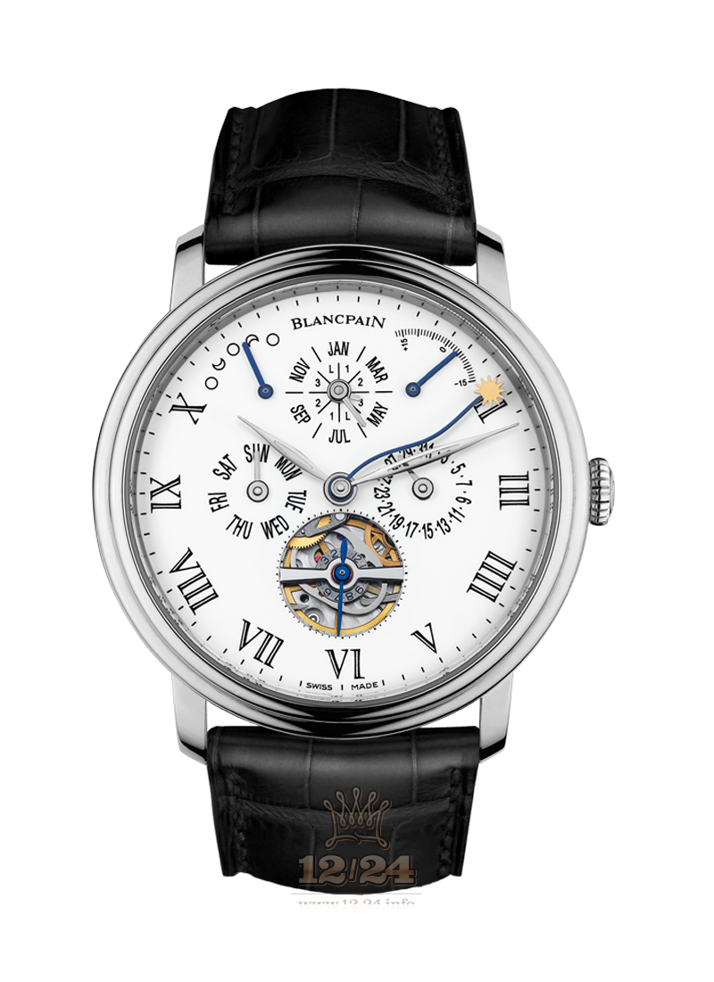 Blancpain Villeret Watch 6638-3431-55B 42 mm Platinum Case White Dial