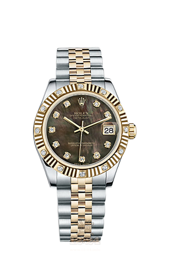 Rolex Datejust Watch 178313-0066 31 mm Steel / Yellow gold Case Black Dial