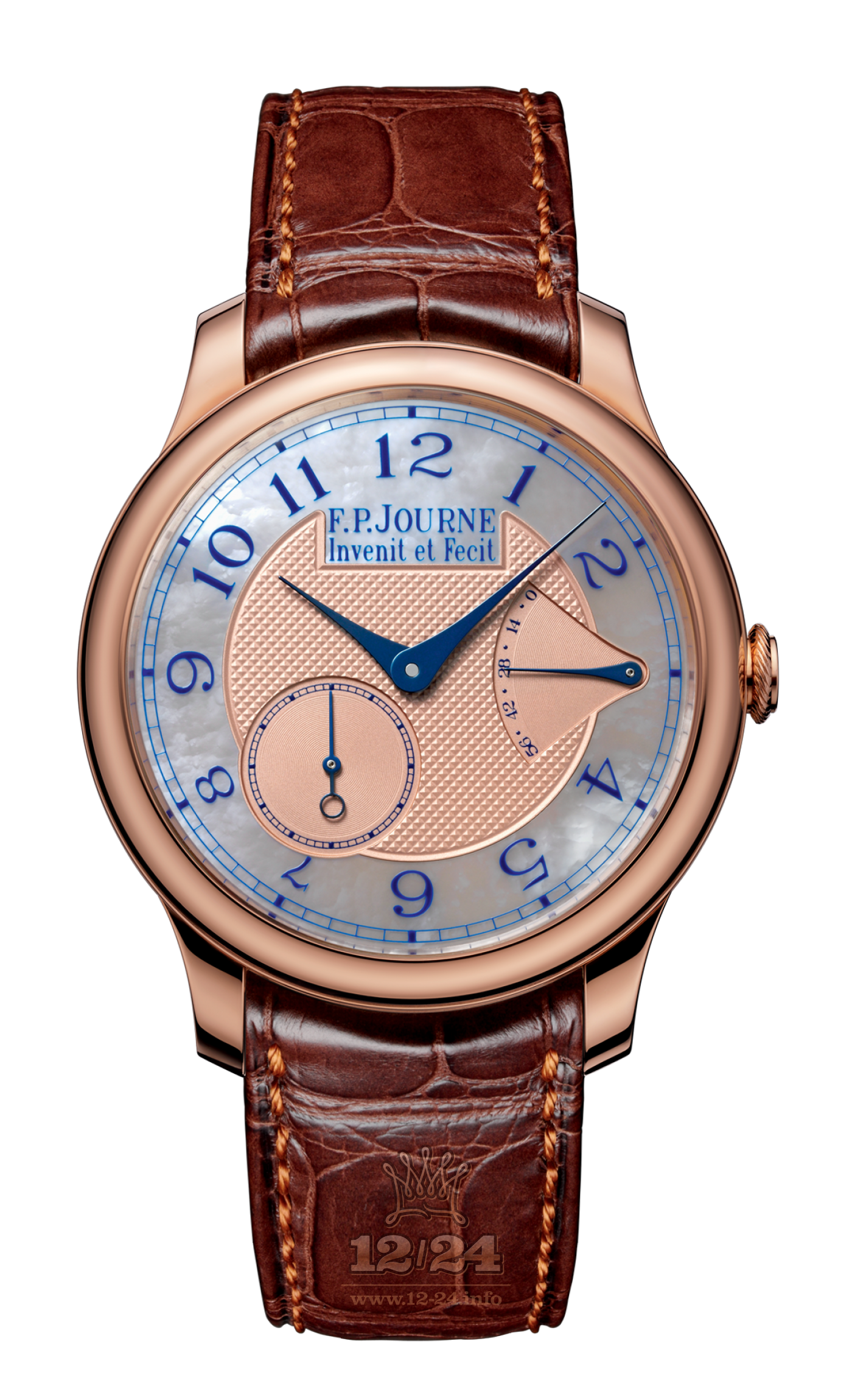 F.P.Journe Exclusive Pieces Watch FPJ-Co-ExclusivePieces-CBN-ChronometreNacre-CuirOr 39 mm Pink gold Case Golden Blue Dial