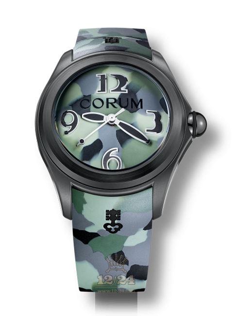Corum Bubble Watch L082/03303 47 mm Stainless steel PVD coating Case Gray Dark blue Green Dial