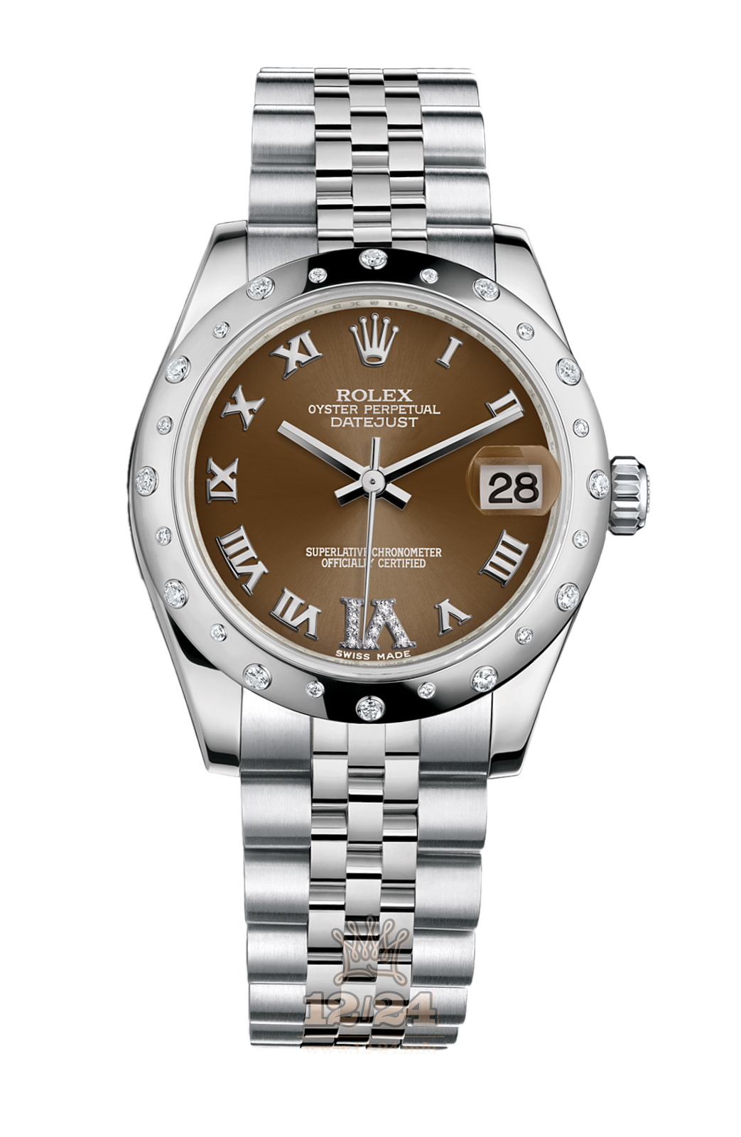 Rolex Lady-Datejust Watch 178344-0001 31 mm Steel / White gold Case Brown (chocolate) Dial