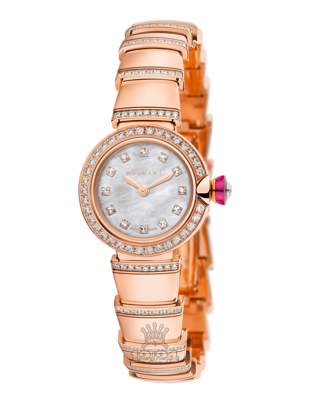 Bvlgari Lvcea Watch 102503 LUP23WGDGD1/12 23 mm Pink gold Case White Dial