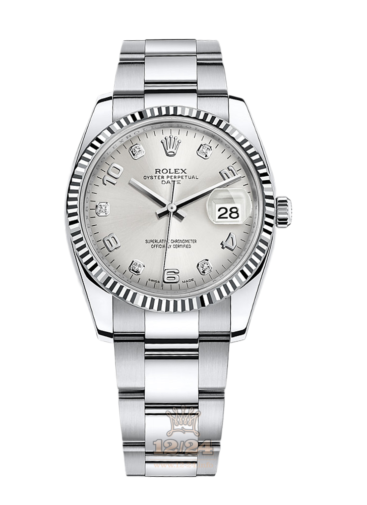Rolex Datejust Watch 115234-0012 34 mm Steel / White gold Case Silver Dial