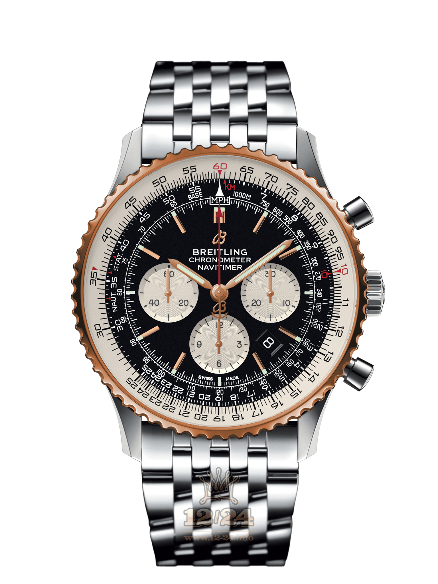 Breitling Navitimer Watch UB0127211B1A1 46 mm Stainless steel Red gold Case Black Dial