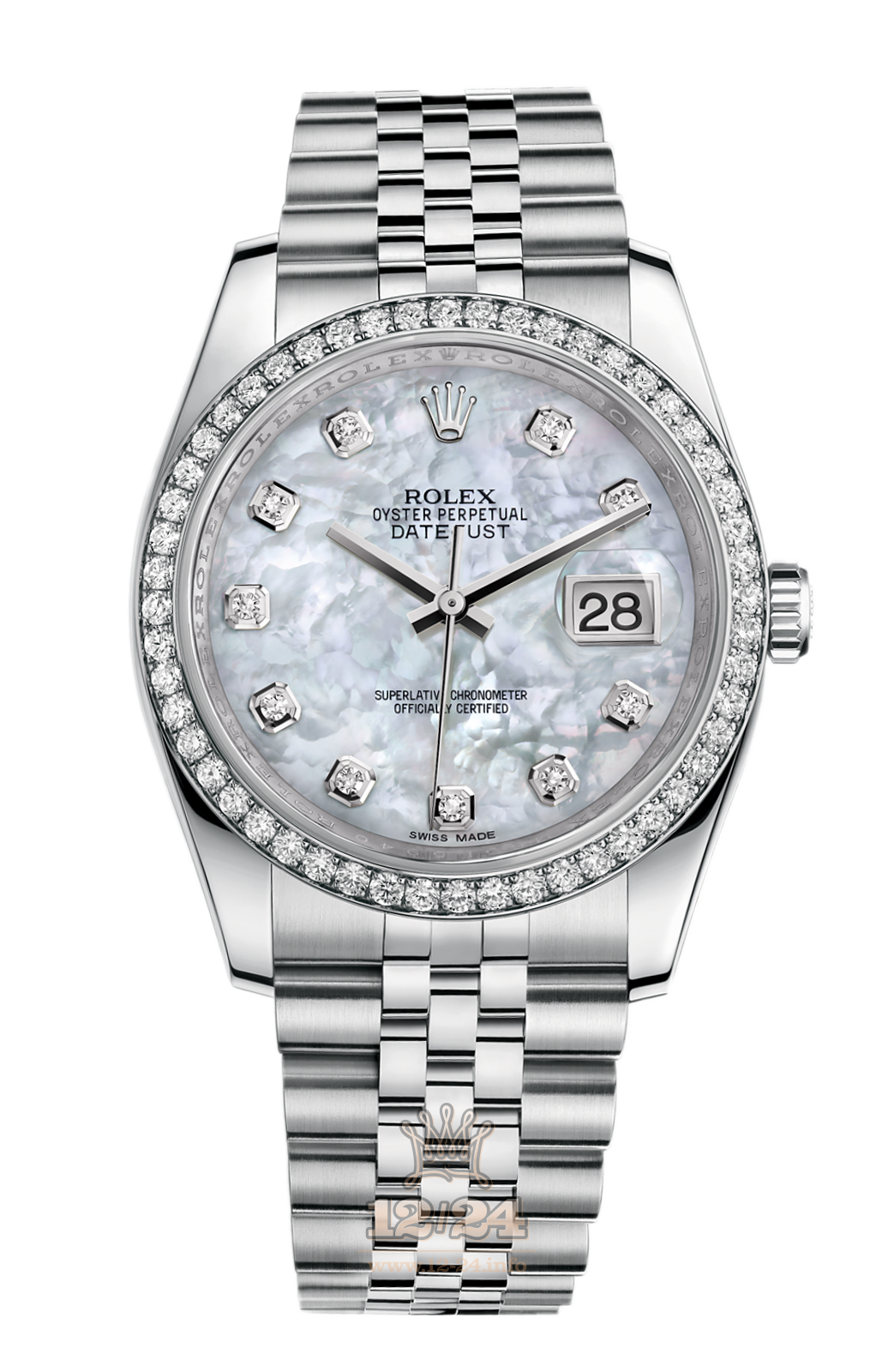 Rolex Datejust Watch 116244-0011 36 mm Steel / White gold Case White Dial